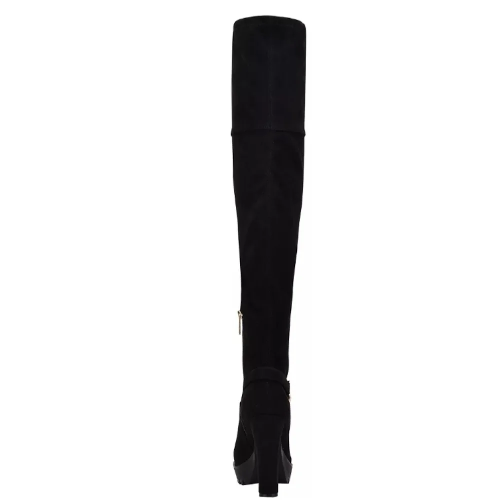 Guess Tailia Lug Platform Over-the-Knee Boots Black 5.5 - Picture 2 of 6